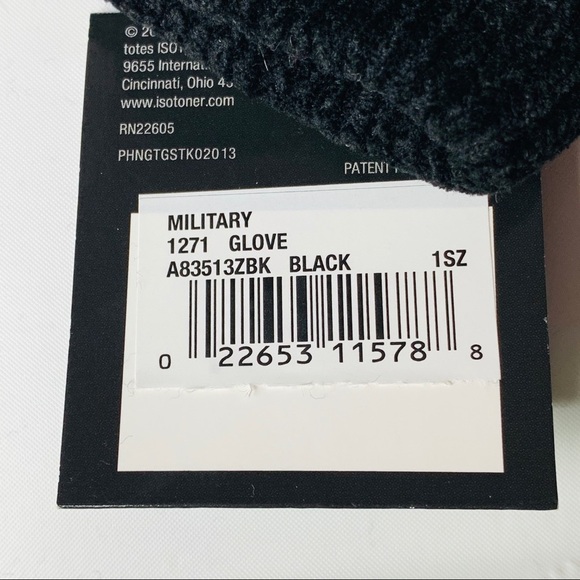 Totes Isotoner w/ SmartTouch Technology Black Velour Gloves One Size NWT - Picture 5 of 8